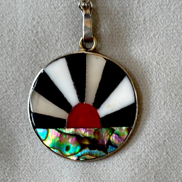 Authentic Vintage Zuni Sunface Design 925 Silver Pendant...